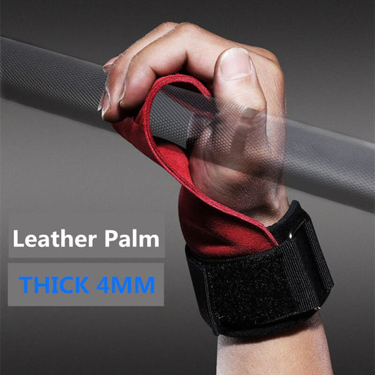Adjustable Wrist Wraps with Leather Grip – Weightlifting Support for Barbell, Pull-Ups, Deadlifts & Kettlebell Training